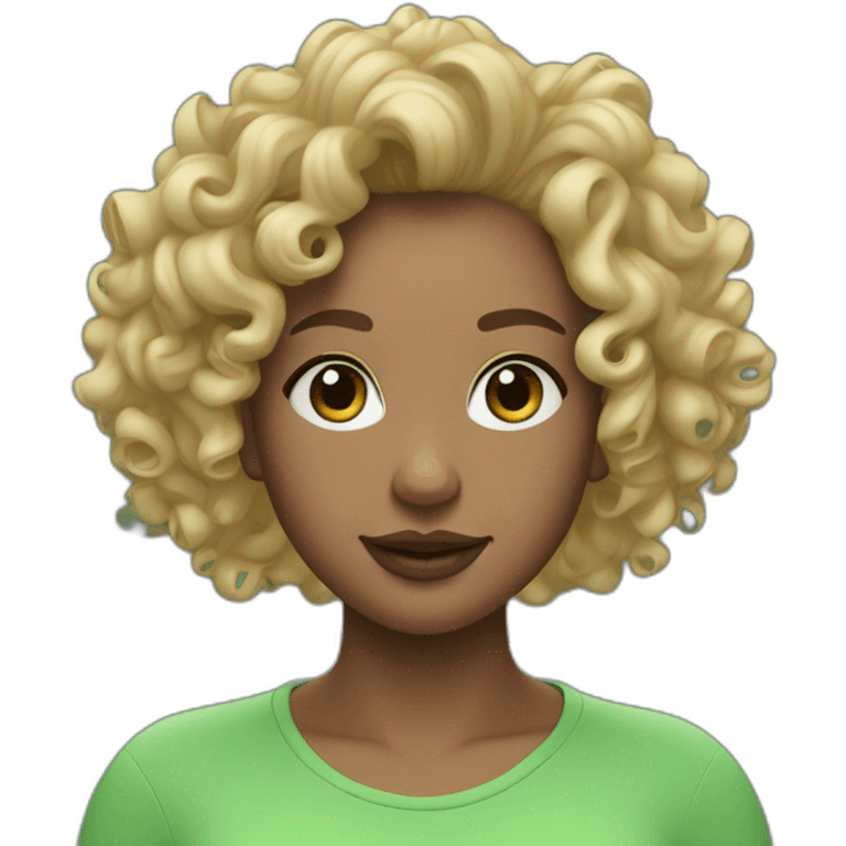 curly girl in AirPods Pro Max green emoji