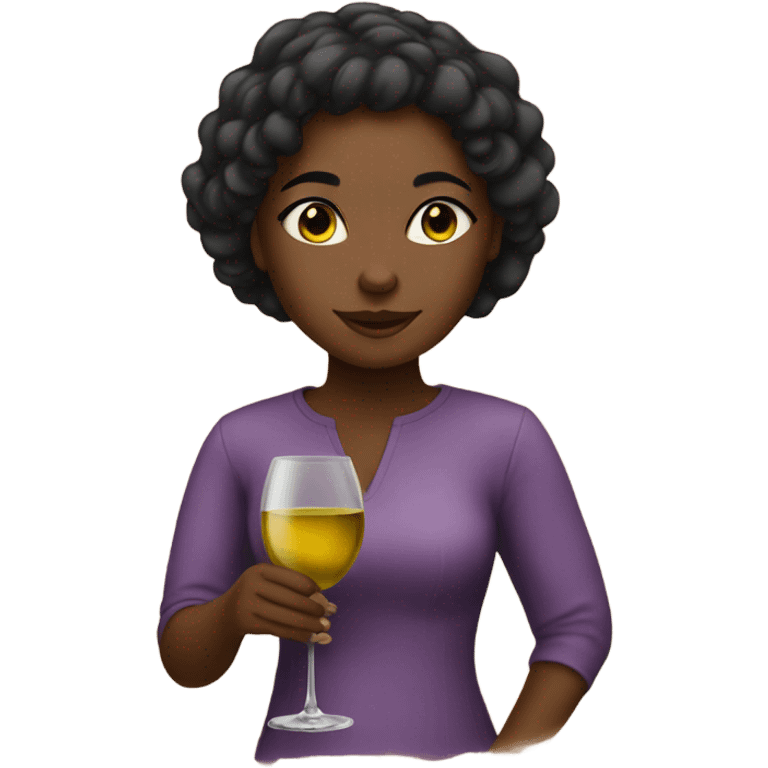 African American girl drinking Wine emoji