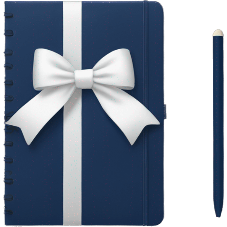 Navy blue notebook with a white bow on it emoji