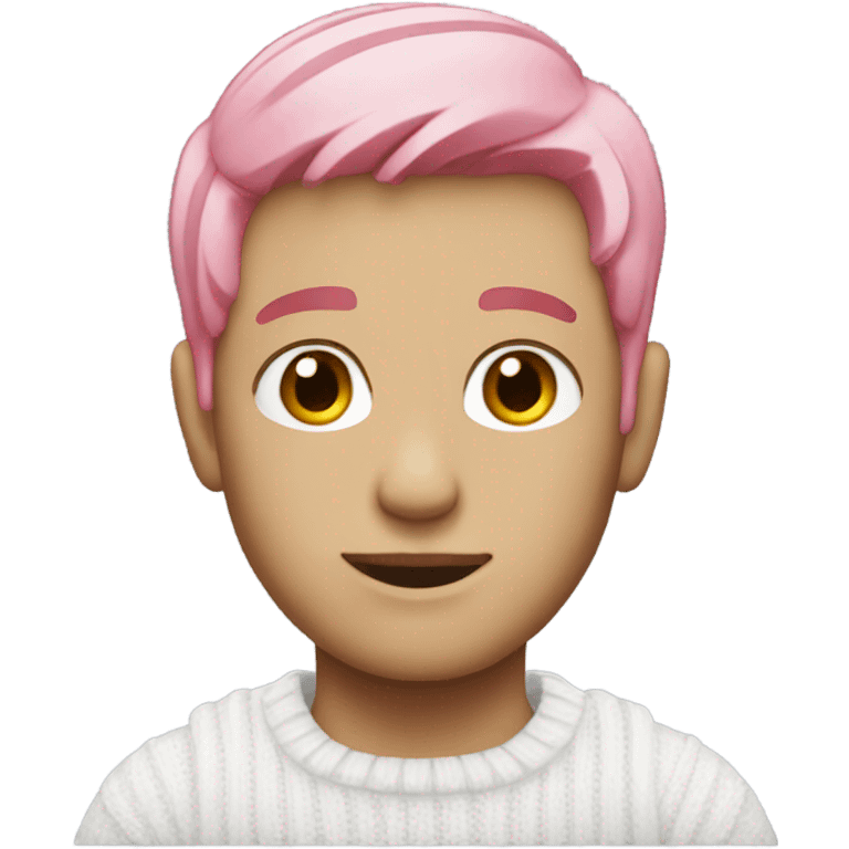 pink hair adorable male with white sweater emoji