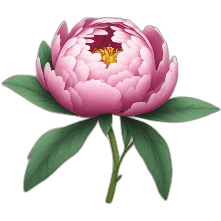 a stylized 2d pencil illustration of a Peony flower emoji