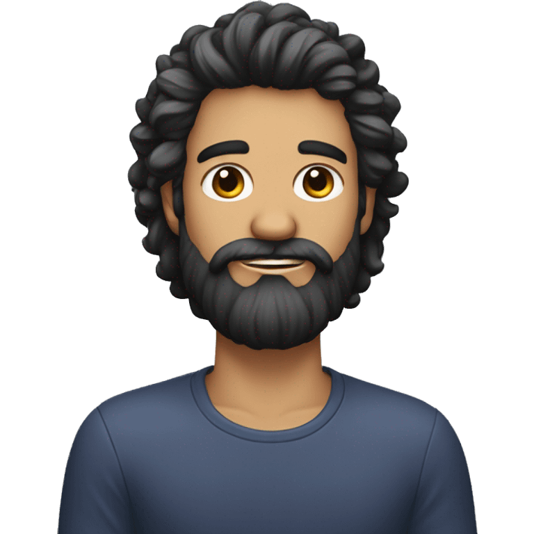 Cara de hombre con pelo negro, un poco de barba y un lunar en la ceja izquierda  emoji