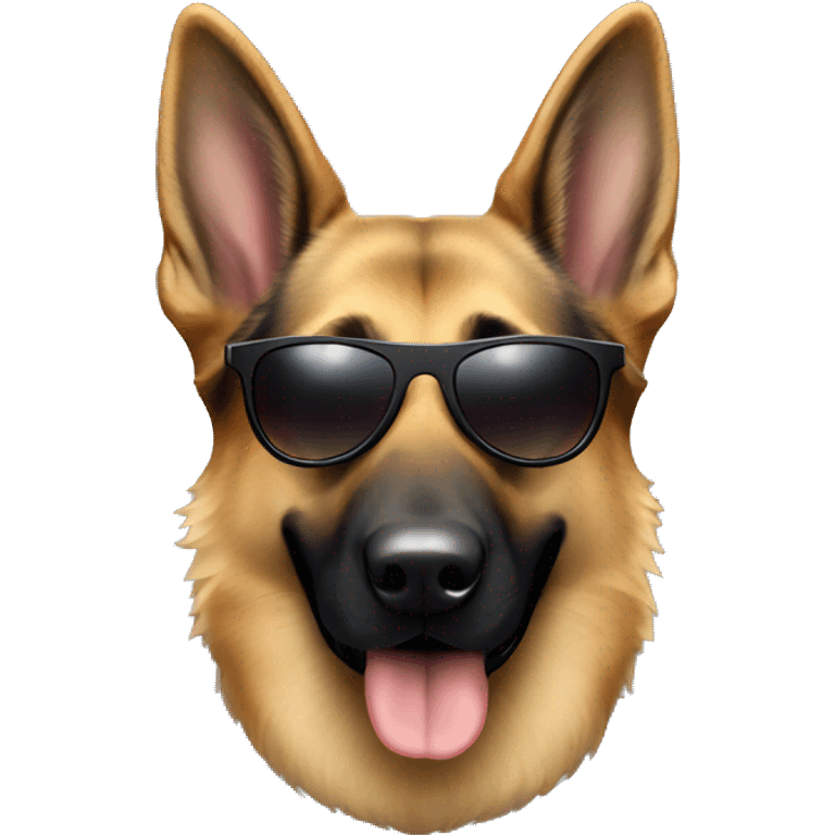 German Shepherd wearing sunglasses emoji