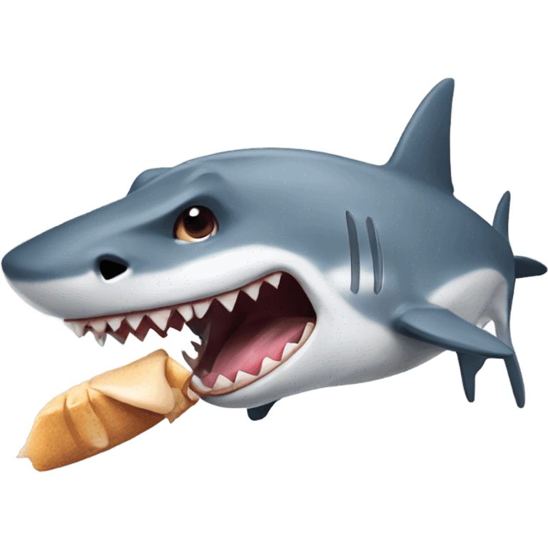 Dog eating a shark emoji