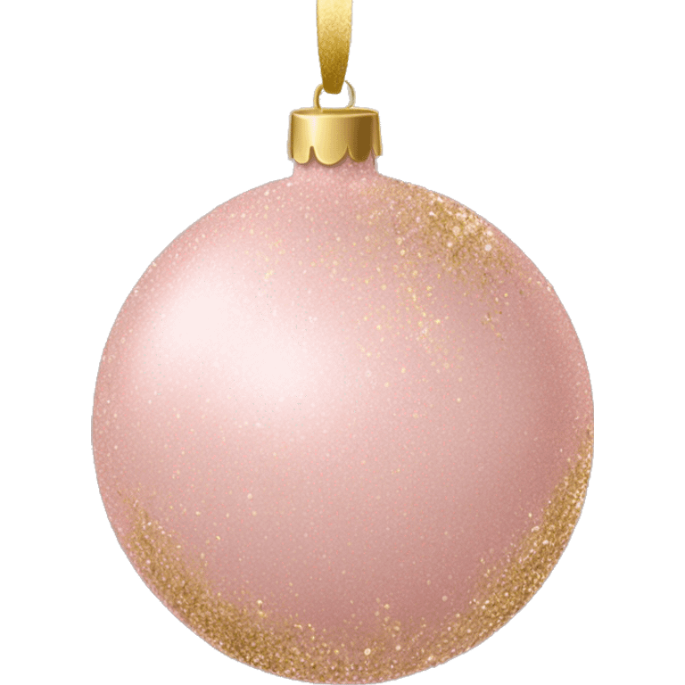 Light pink christmas ball ornament with champagne color gold glitter accents  emoji