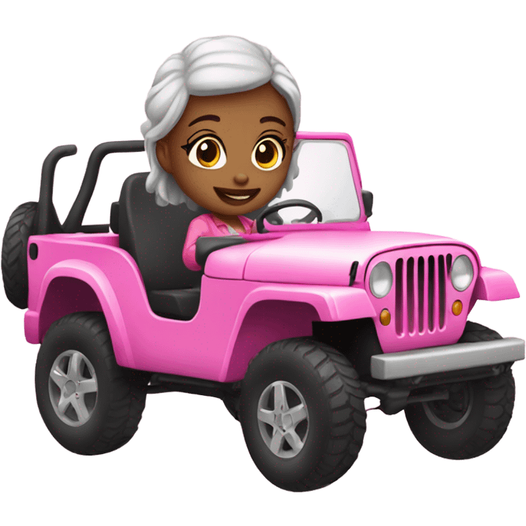 Girl in pink jeep emoji