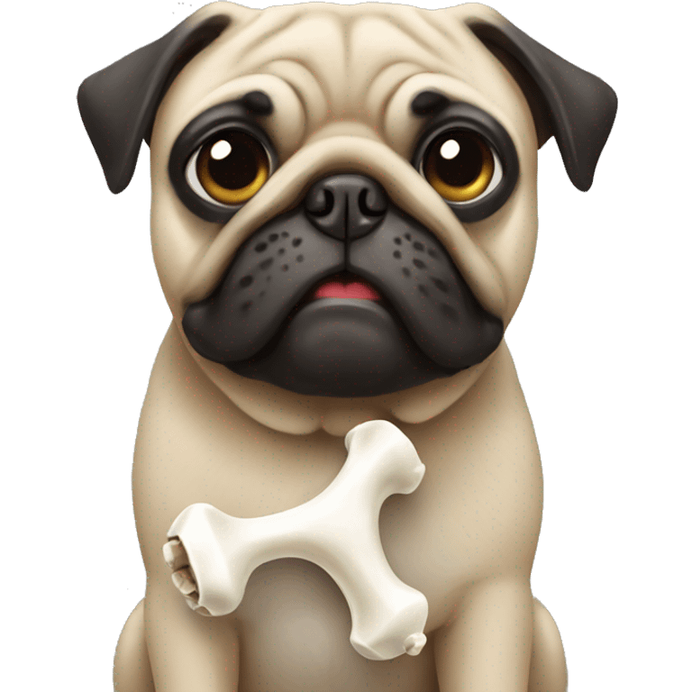 Pug using bone as phone emoji