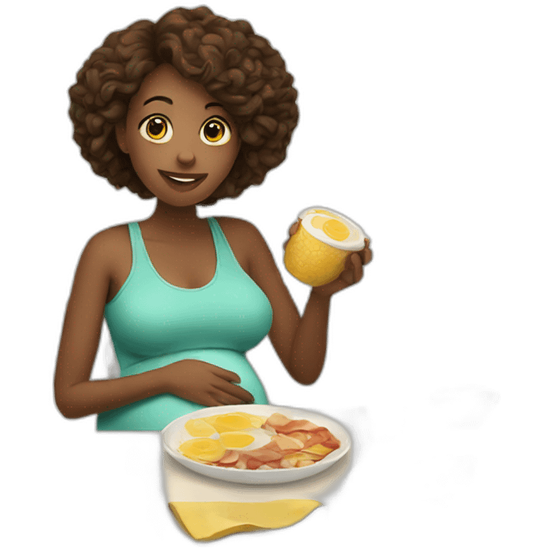 Pregnant woman eating breakfast emoji