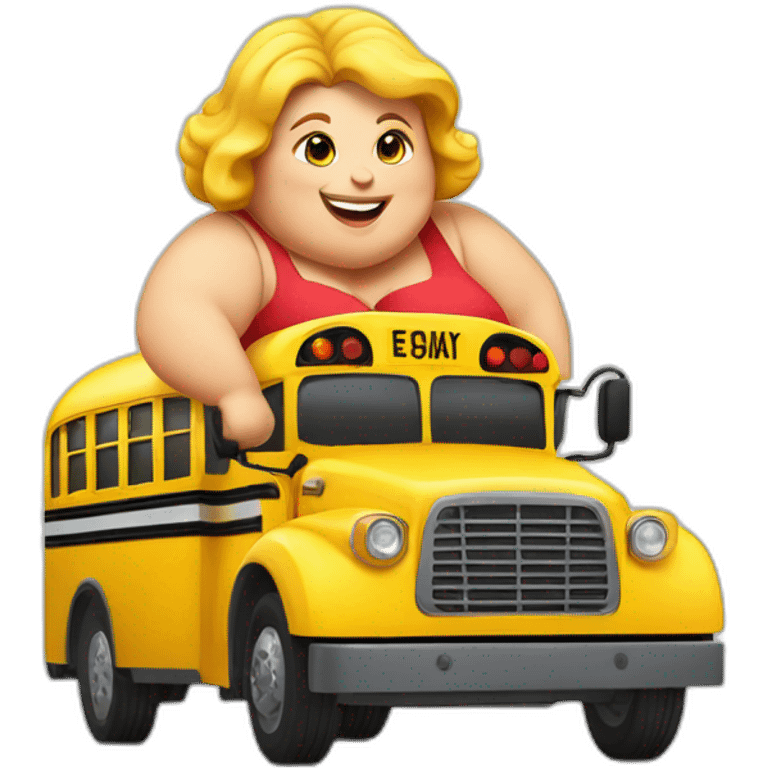 Fat Lady Driving School Bus emoji