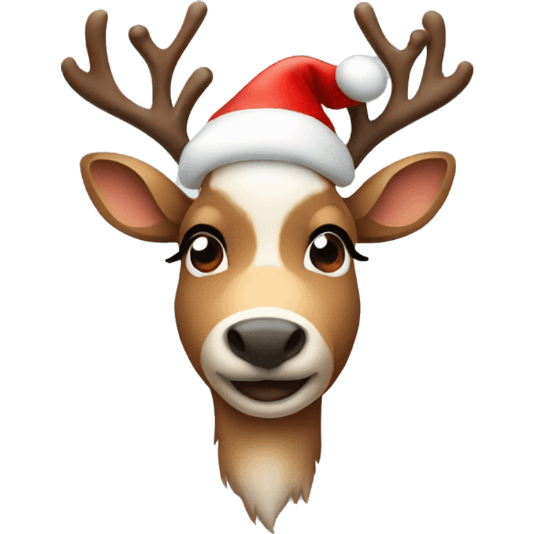 Reindeer with a Christmas hat emoji