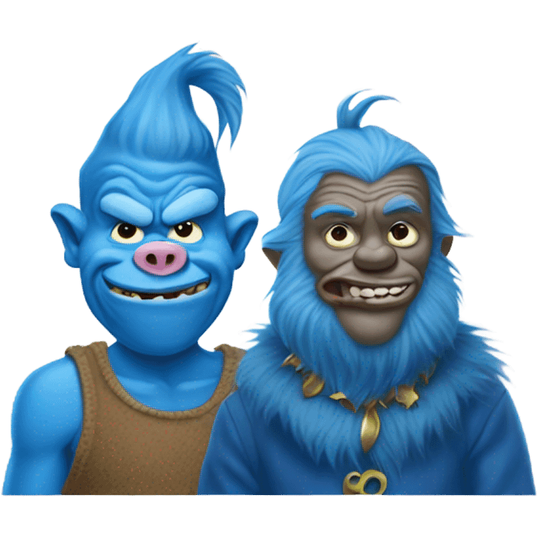 Blue grinch and pig man emoji