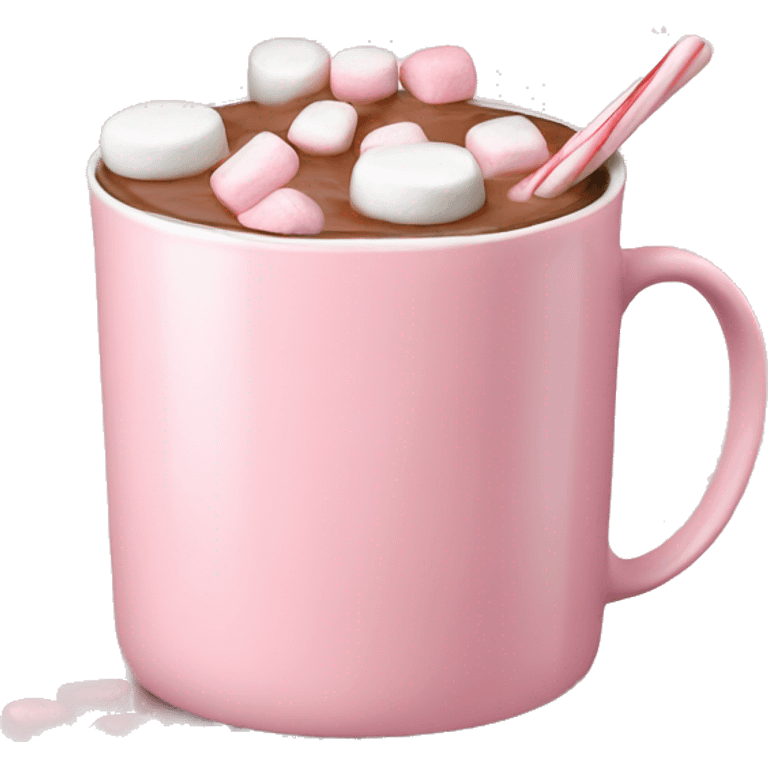 Light Pink mug of hot chocolate with marshmallows  emoji