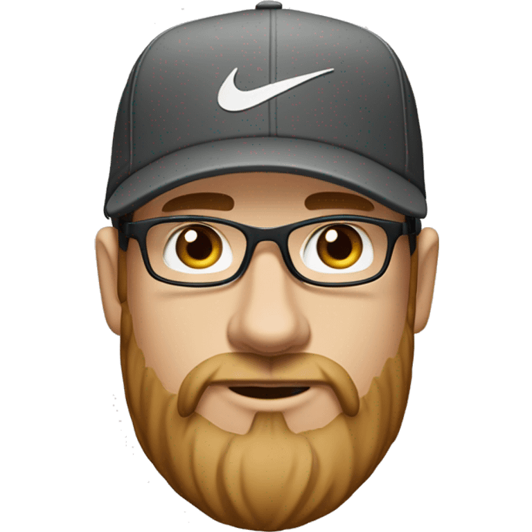 young white man, with brown hair, with almond-shaped eyes, with big nose and 3-day beard. Wearing nike cap and glasses. emoji