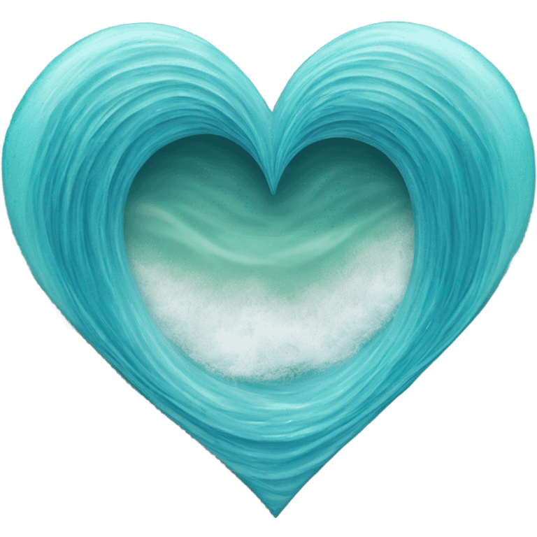  A heart-shaped wave (🌊💖) gently cresting, with soft water textures in shades of blue and teal. It symbolizes love and tranquility by the sea, ideal for expressing calm affection. emoji