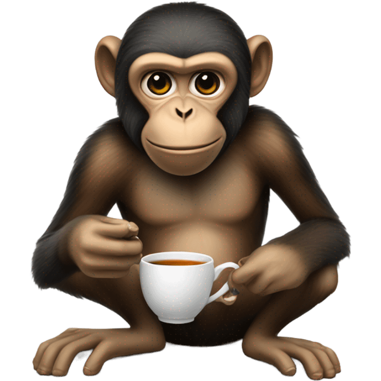 monkey with gun playing football and drinking tea  emoji