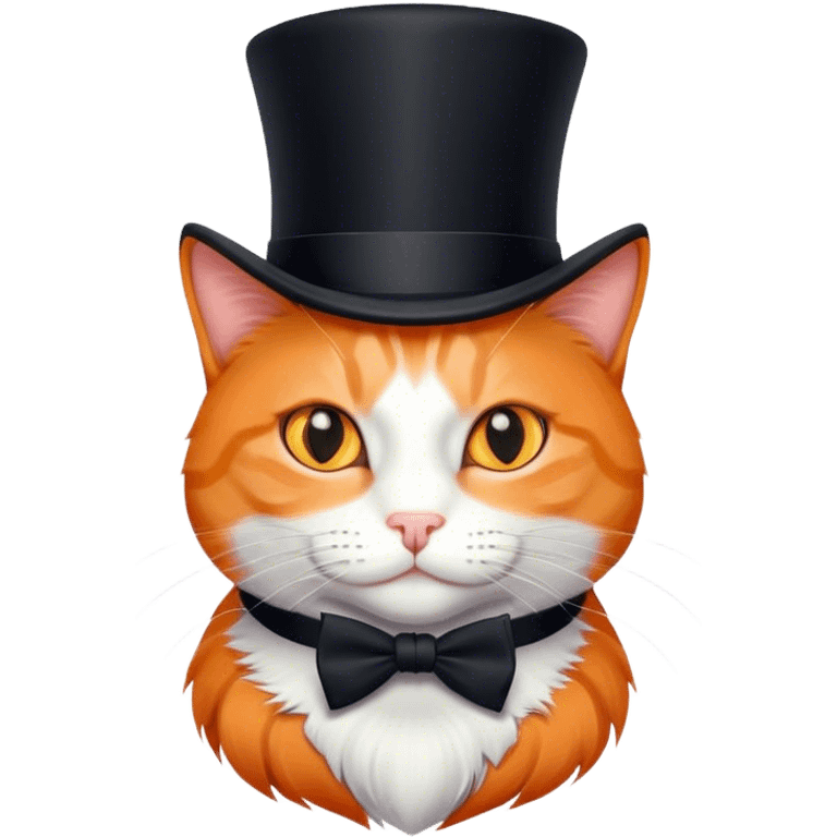 elegant orange cat with top hat black emoji