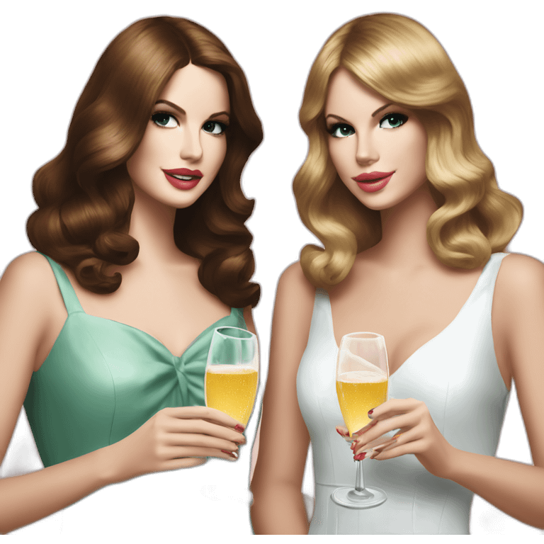 Lana del Rey & Taylor Swift drinking champagne emoji