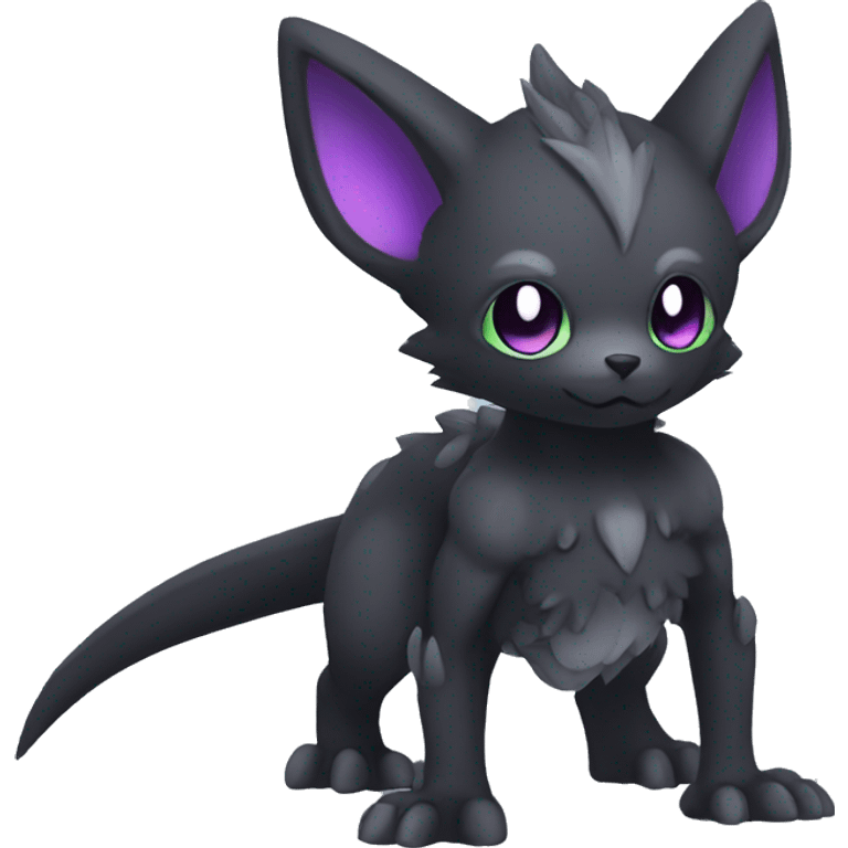 Kawaii edgy fantasy dark-themed animal hybrid Fakemon full body emoji