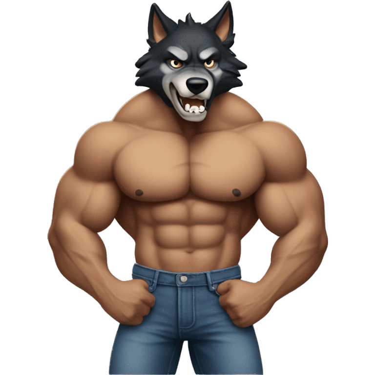 muscle wolf tearing off shirt emoji