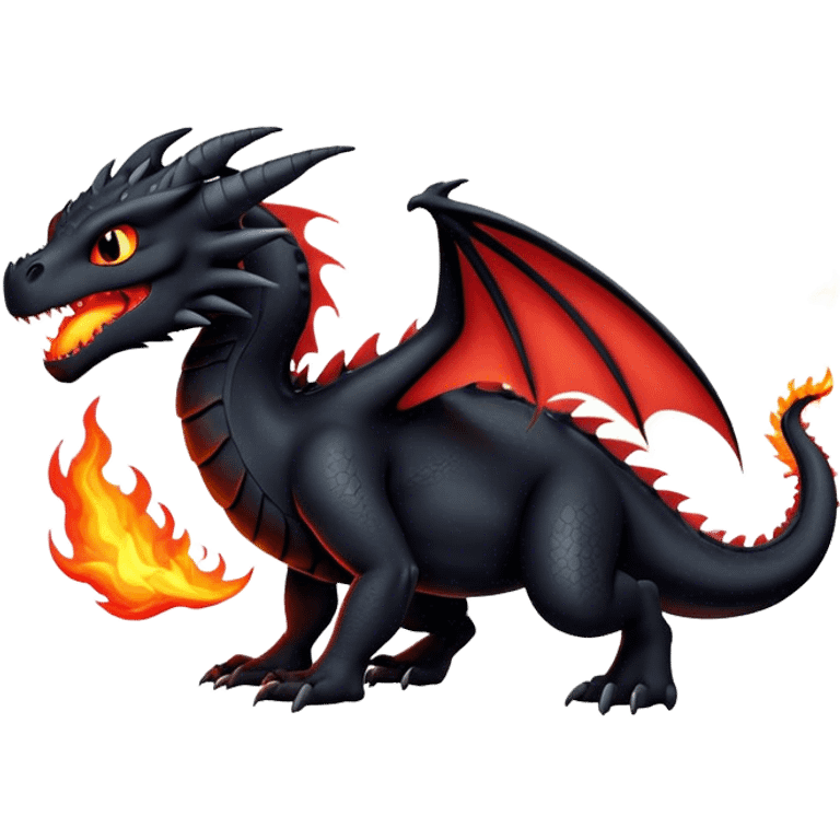 Dragón negro furia nocturna fuego emoji