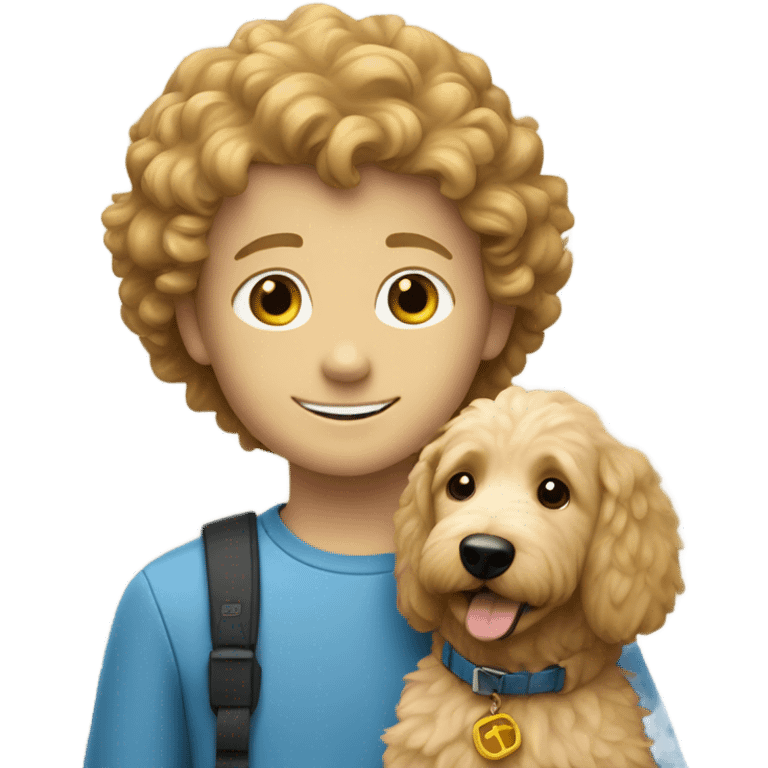 White boy Carl with golden doodle emoji