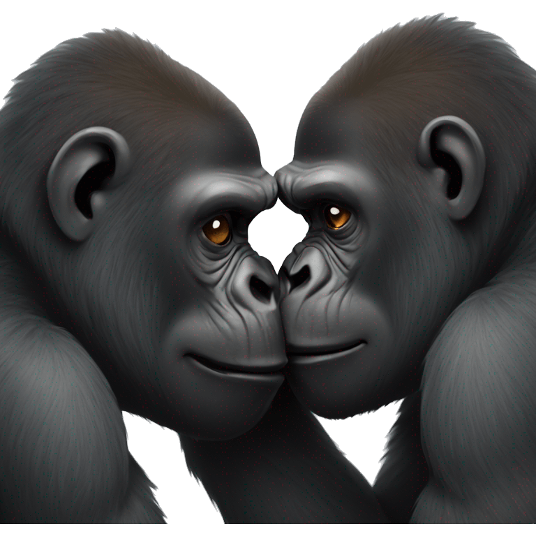 Two black gorillas touching noses emoji