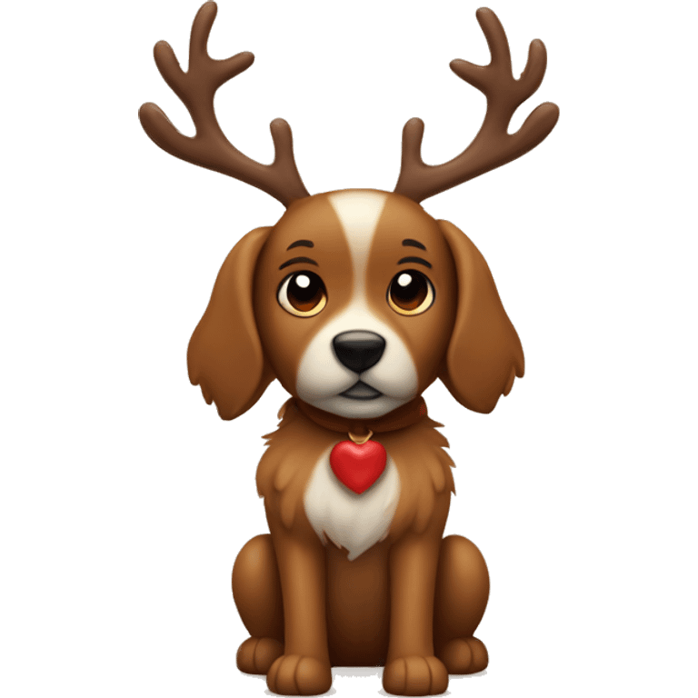 Cute Rudolph the deer next a brown furry dog emoji