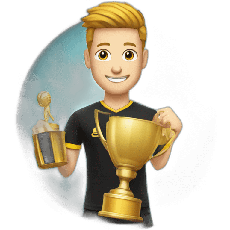 marcos reus com um trofeu emoji