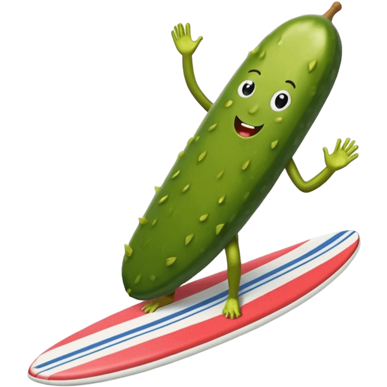 Pickle on a surfboard emoji