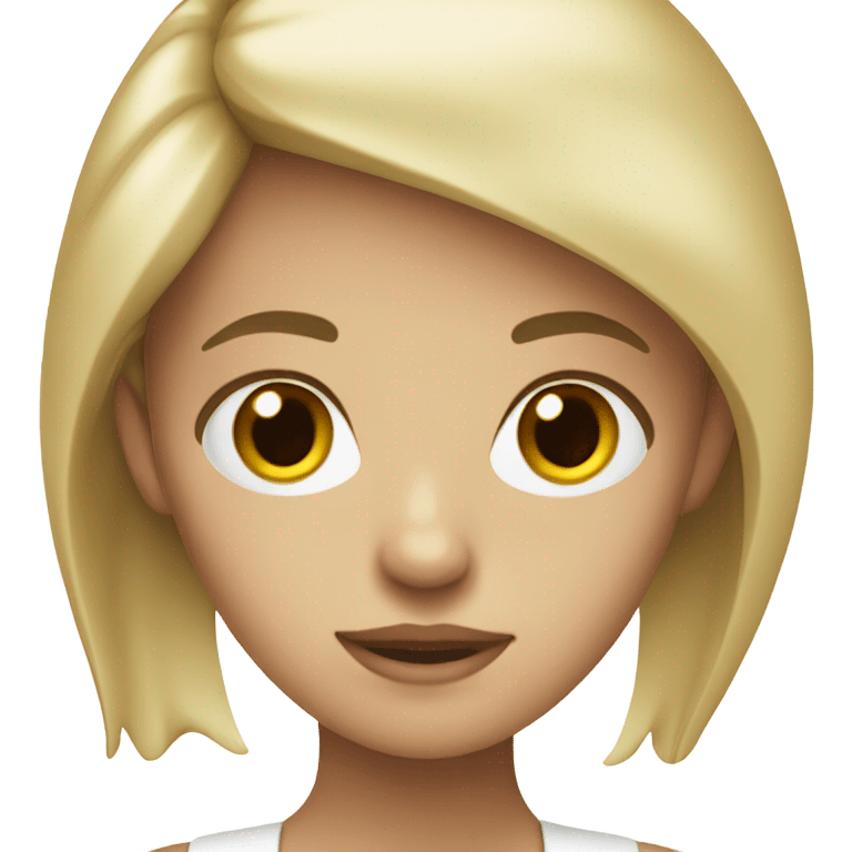 Dark blonde girl with dark eyes and white top emoji