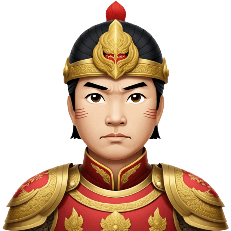 Trần Hưng Đạo – Cinematic Realistic Portrait of Trần Hưng Đạo, depicted as a revered Vietnamese general in traditional armor with a determined gaze, rendered with intricate historical textures and dynamic lighting that highlights his legendary martial spirit and leadership. emoji