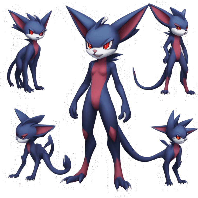 Anthro Edgy Cool Sneasel-Noivern-Absol-Pokémon-Fakémon-fusion-cat Full Body emoji