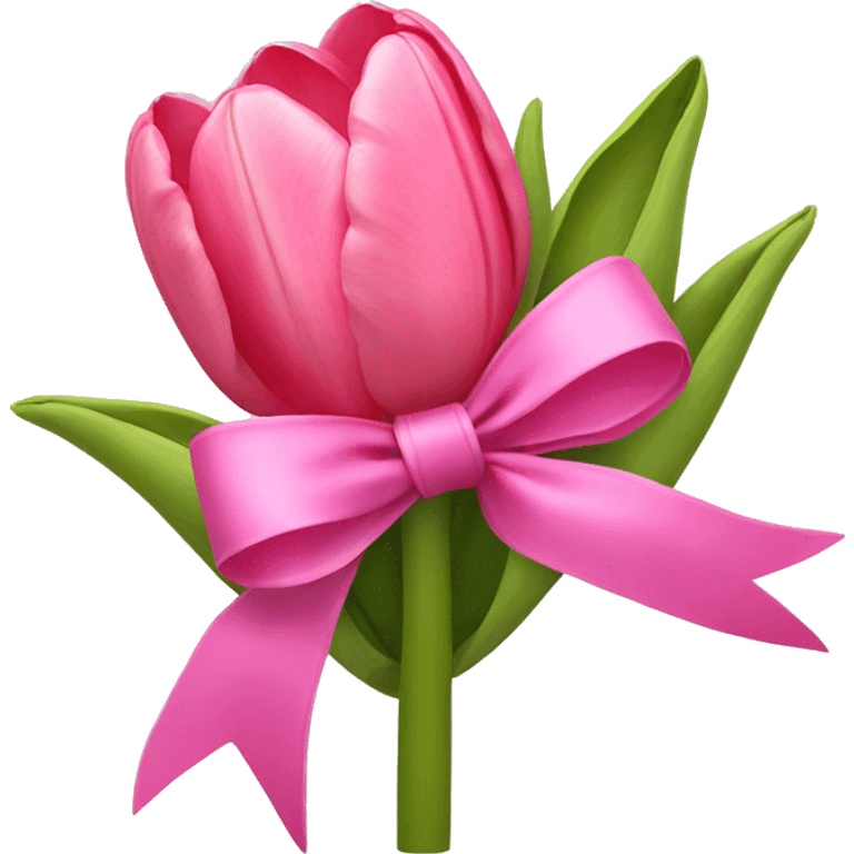 Pink tulips with a bow emoji