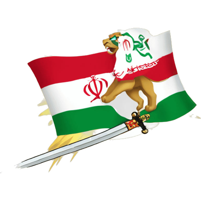 flag Iran lion Holding a sword in front of the sun emoji