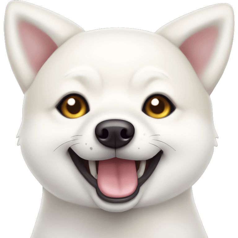 white shiba inu face | grinning face with big eyes | mouth | open | smile emoji