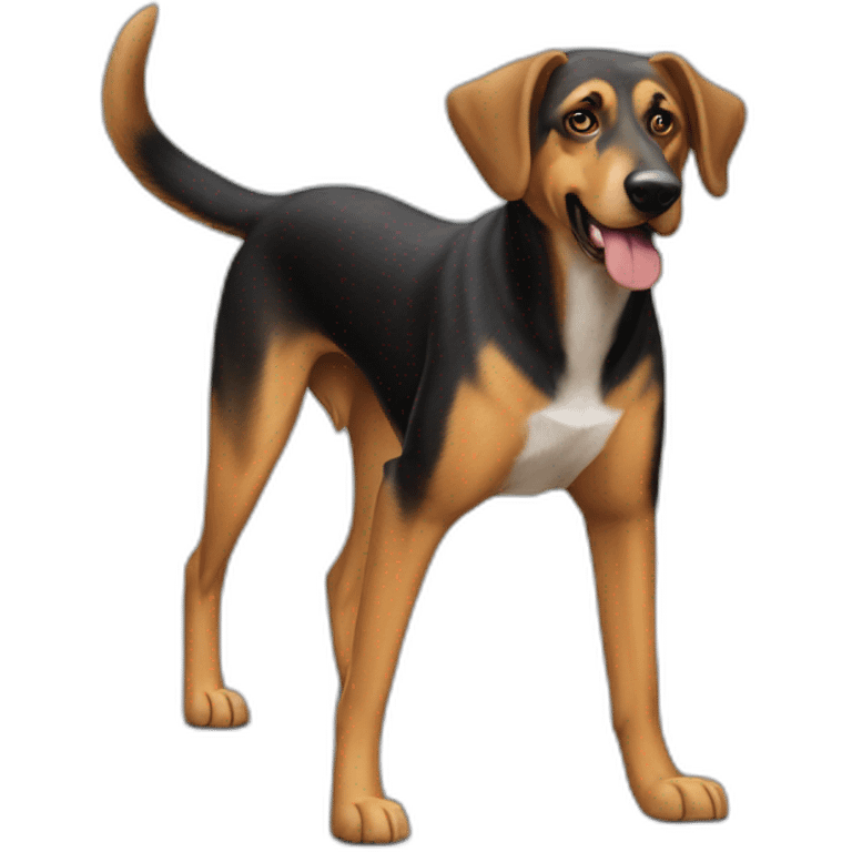 coonhound and German shepherd mix dog walking emoji