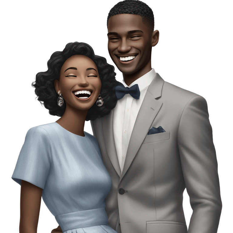 Hyper Realistic beautiful dior model laughing with a handsome male model  emoji