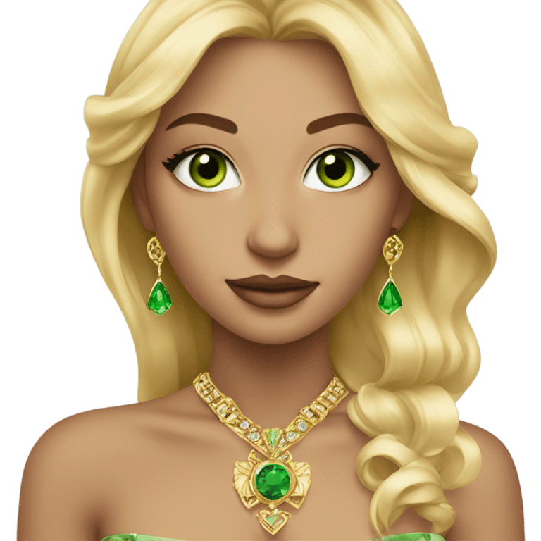 gorgeous blonde girl green eyes gold jewlery emoji