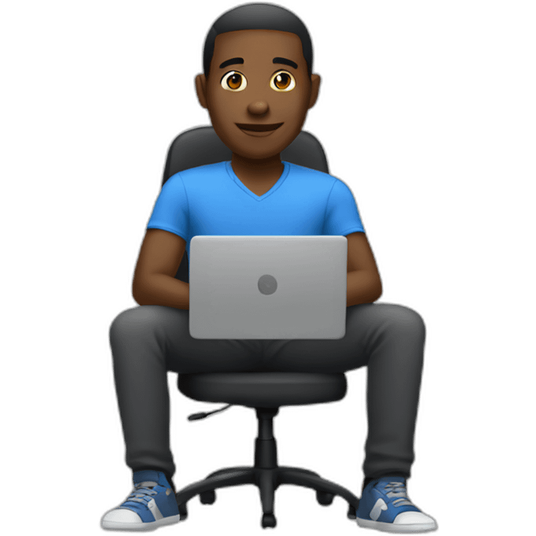 Black man Sitting in front of a pc emoji