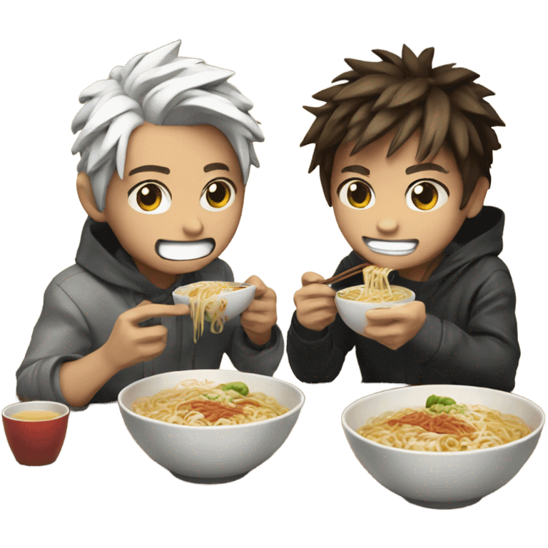 Gojo and yuji eating ramen emoji