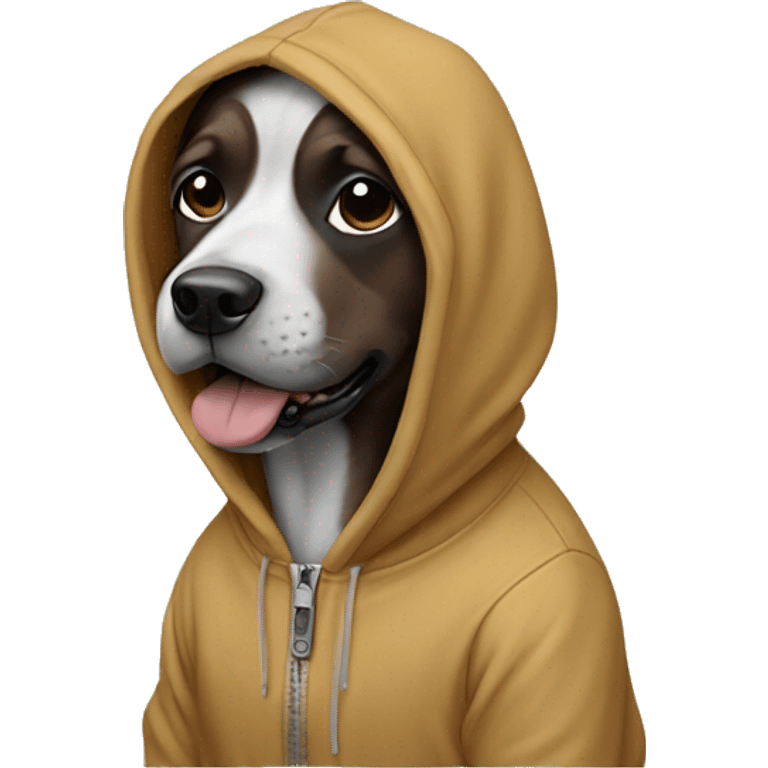 A dog wearing a hoodie emoji