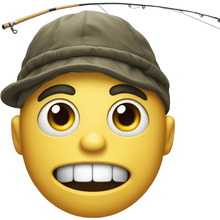 Fish catching human on fishing rod emoji