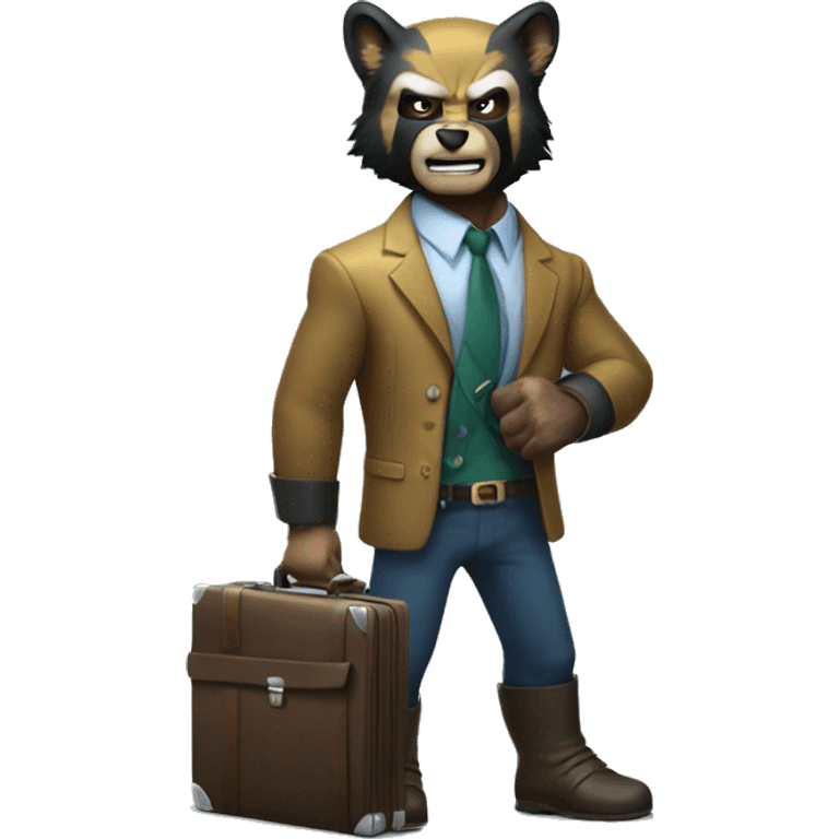 Wolverine with a briefcase and a stack of banknotes in his claws emoji