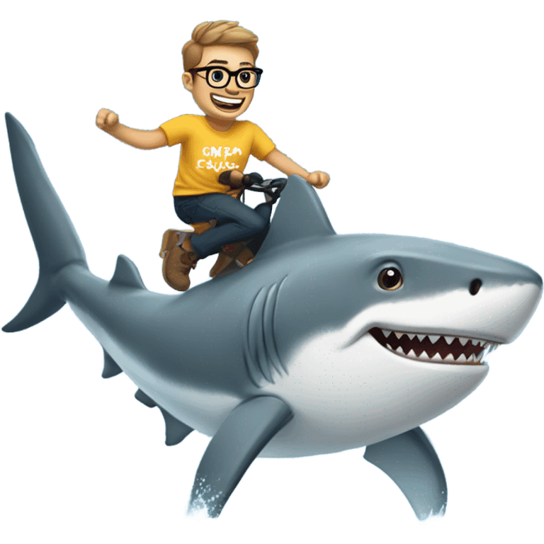 Nerd riding shark  emoji