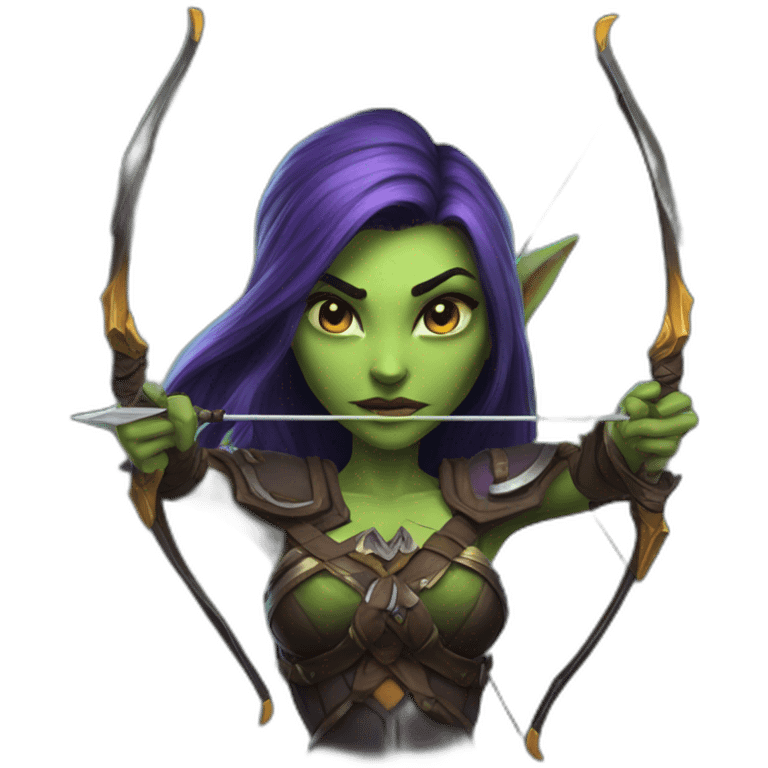 warcraft night elf hunter female holding bow emoji