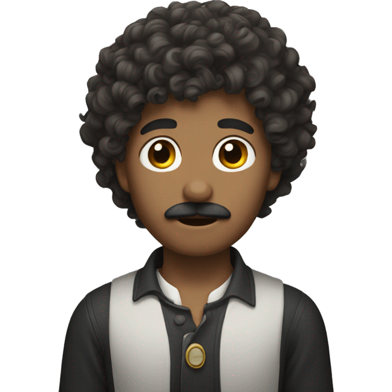 Curly hair boy with mustache  emoji