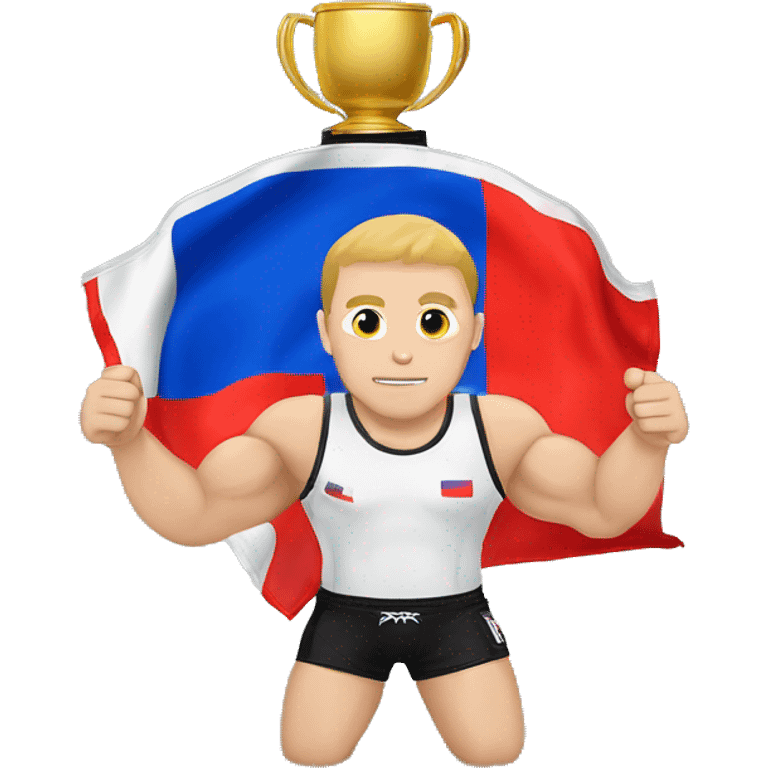 Petr Yan holding UFC belt with Russian Federation flag emoji