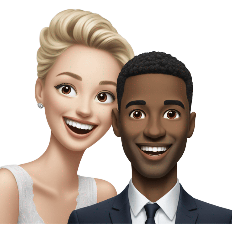 Hyper Realistic beautiful dior model laughing with a handsome male model  emoji