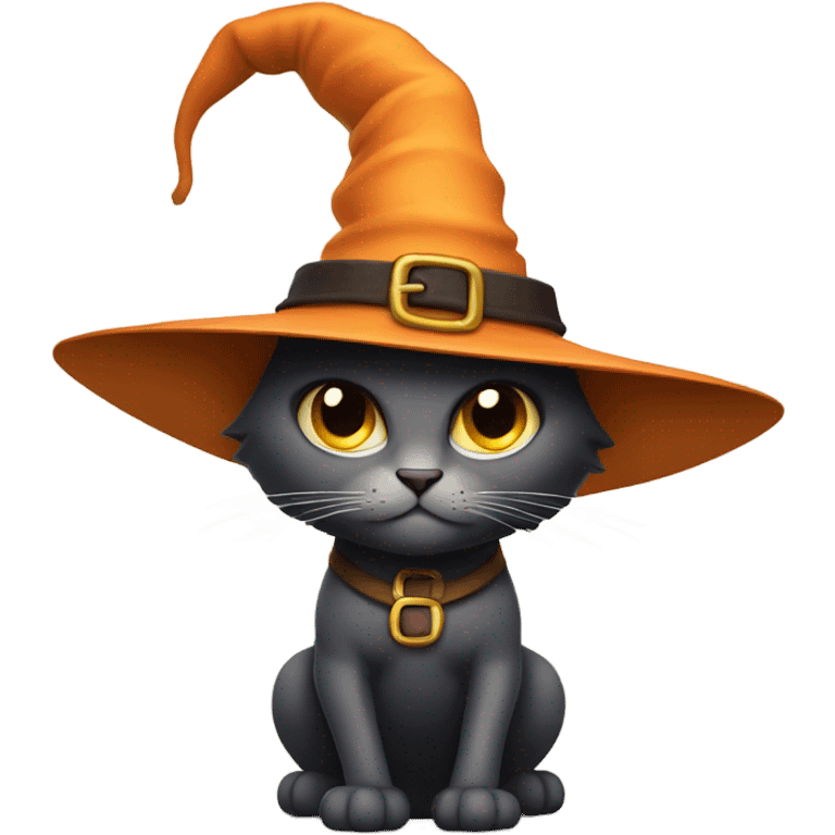 Cat with a witch hat and super strong legs emoji