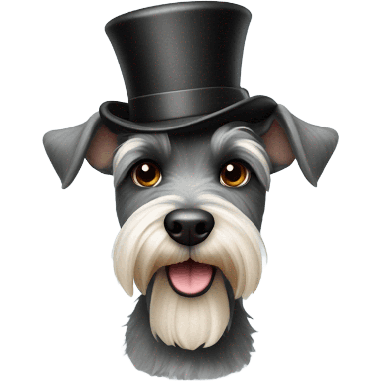 Schnauzer wearing a top hat emoji